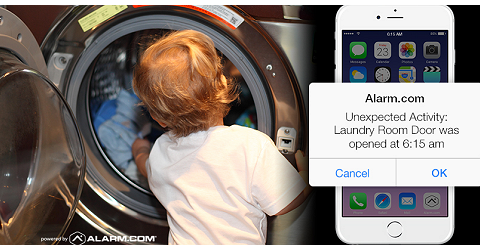 Child in the laundry room