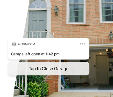 Garage left open alert on a smartphone